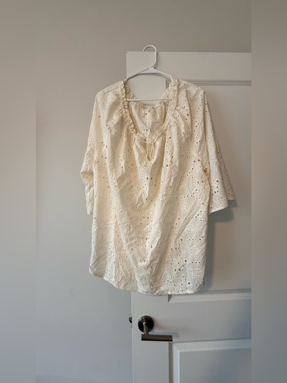 Ruby Rd. Cream Eyelet Peasant Blouse - Picture 4 of 6
